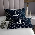 thumbnail image 3 of Erosebridal Anchor Print Coverlet Set King, Nautical Themed Bed Quilt, Navy White, 3pcs, 3 of 5
