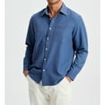 thumbnail image 4 of Men's Blue Denim Long Sleeve Shirts Western Cowboy Shirt Casual Button Down Up Work Shirts L, 4 of 7