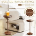 thumbnail image 3 of Small Round Accent Table with Phone Holder & Coasters - Natural Wood Finish, 3 of 9