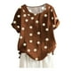 thumbnail image 2 of ICHUANYI Clearance Women's Summer Casual Round Neck Short Sleeve Flower Printing Loose Shirt TopS(Coffee, M) ICHUANYI WER2023080807843, 2 of 3