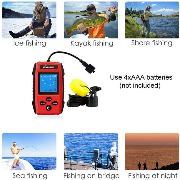 Venterior Portable Fish Finder Ice Kayak Fishing Gear Depth Finder