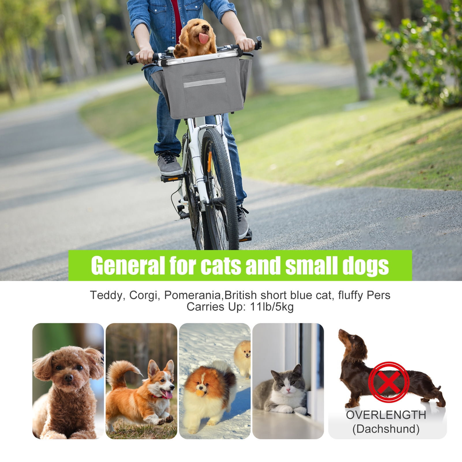 Basket Lixada  Bike Basket  Handlebar Front Basket Pet Carrier Bag For Shopping Commuting