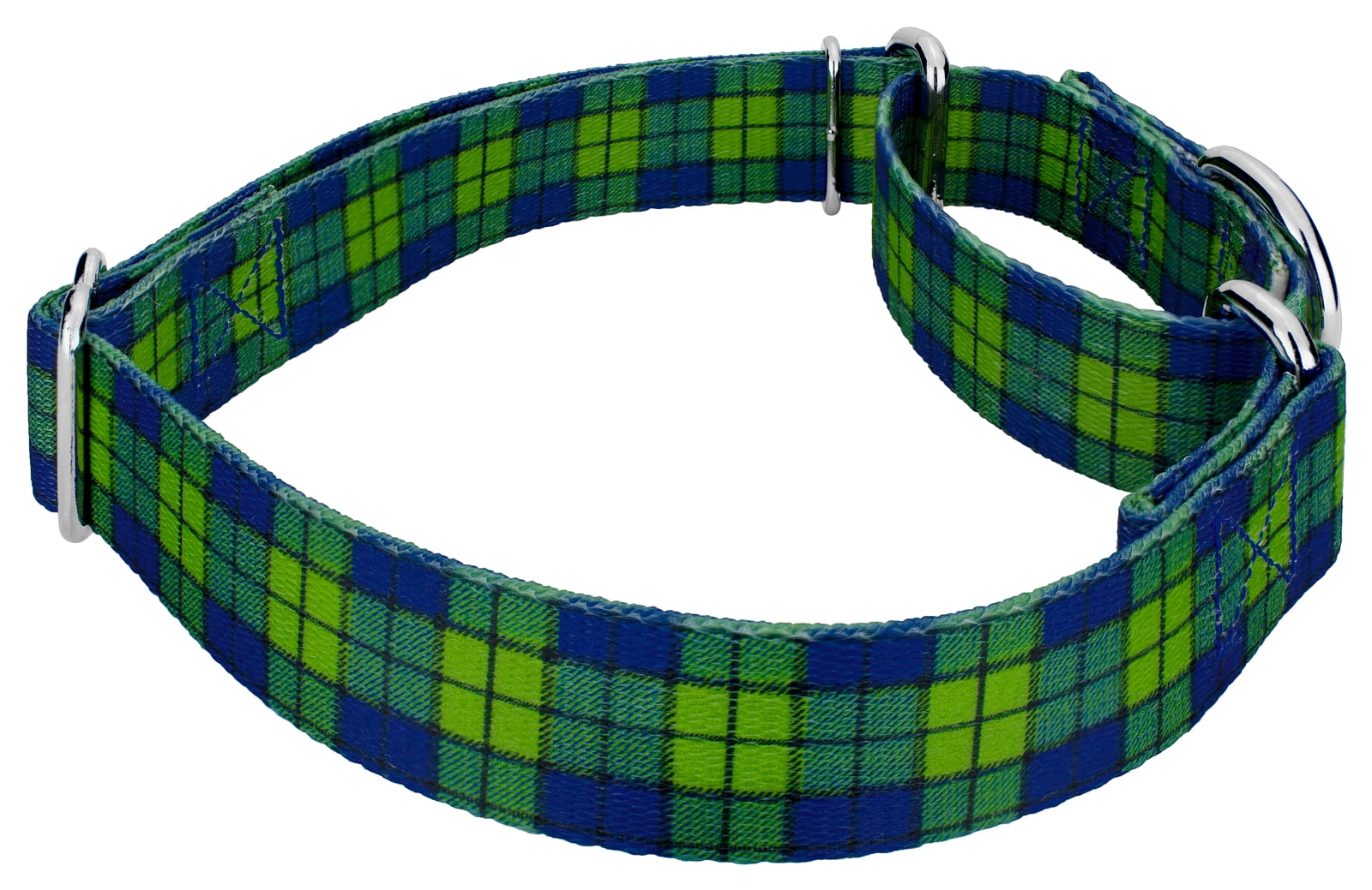 Country Brook Petz® Blue and Green Plaid Martingale Dog Collar and Leash, Extra Small
