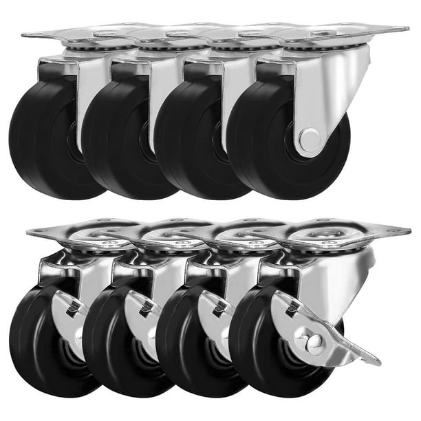 Ruedas giratorias FactorDuty 2 con freno de goma dura, paquete de 8
