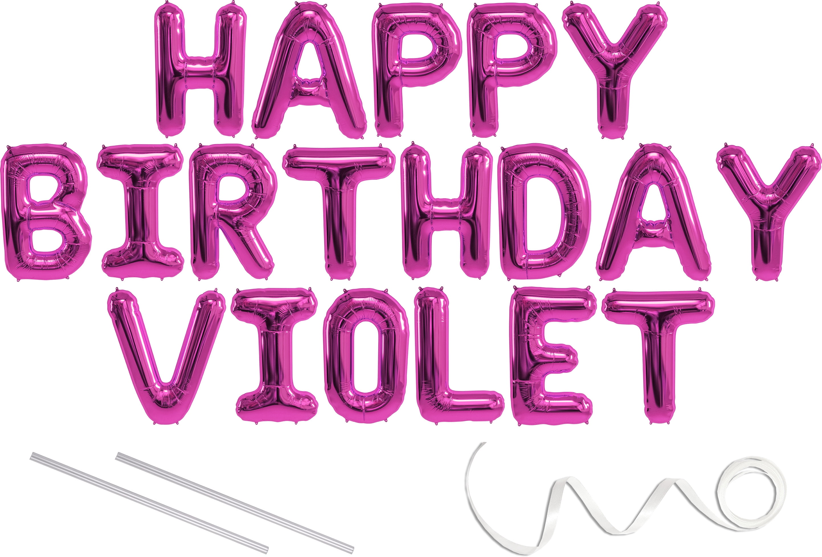  Violet  Happy  Birthday  Mylar Balloon Banner Pink 16 