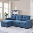 thumbnail image 2 of Tufted Sectional Chaise Sofa Sleeper with Storage in Blue, 2 of 14