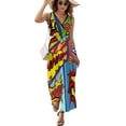 thumbnail image 2 of Colorful Comic Book Panels Sleeveless Dress Dresses Women Summer Evening Dresses Ladies Bohemia Long Dresses, 2 of 9
