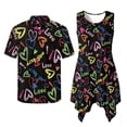thumbnail image 2 of Psesaysky Rainbow Love Print Women’s Flowy Sundress&Men’s Hawaii Shirts Valentine's Day Couples Matching Outfits Casual Button Down Shirts or Sleeveless A Line Dress with Pockets, 2 of 7