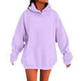 thumbnail image 2 of Drop Shoulder Hoodie Long Sleeve Solid Plain Hoodie Hooded Sweatshirt with Pockets Pullover Hoodies for Women, 2 of 6