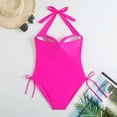 thumbnail image 6 of Valcatch Women Tummy Control Swimwear Halter One Piece Slimming Vintage Retro Swimsuit Ruched Push Up Bathing Suit with Padded, 6 of 9