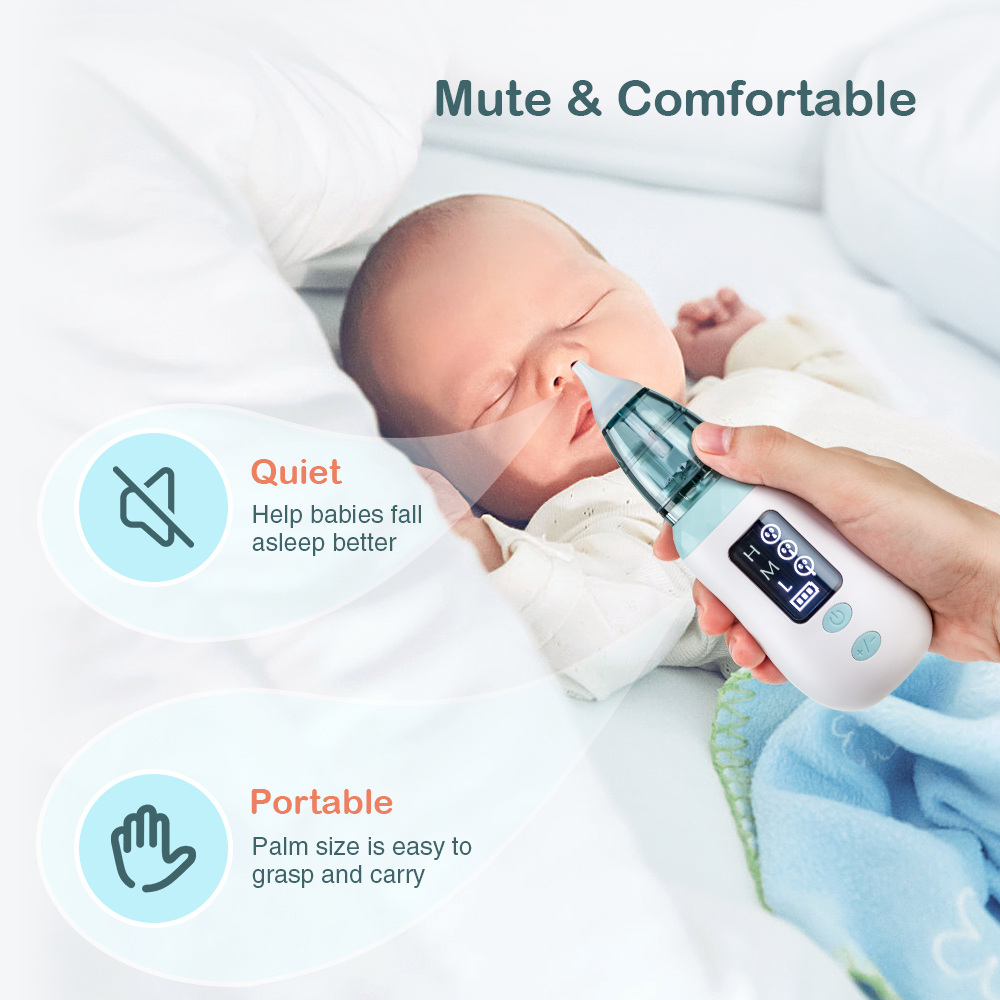 Aparatoo Nasal Aspirator Baby, Electric Nose Suckers, 4 Silicone Tips and 3 Suction Levels, Rechargeable Baby Nasal Aspirator, Anti-Backflow Snot Sucker for Newborns, Toddlers