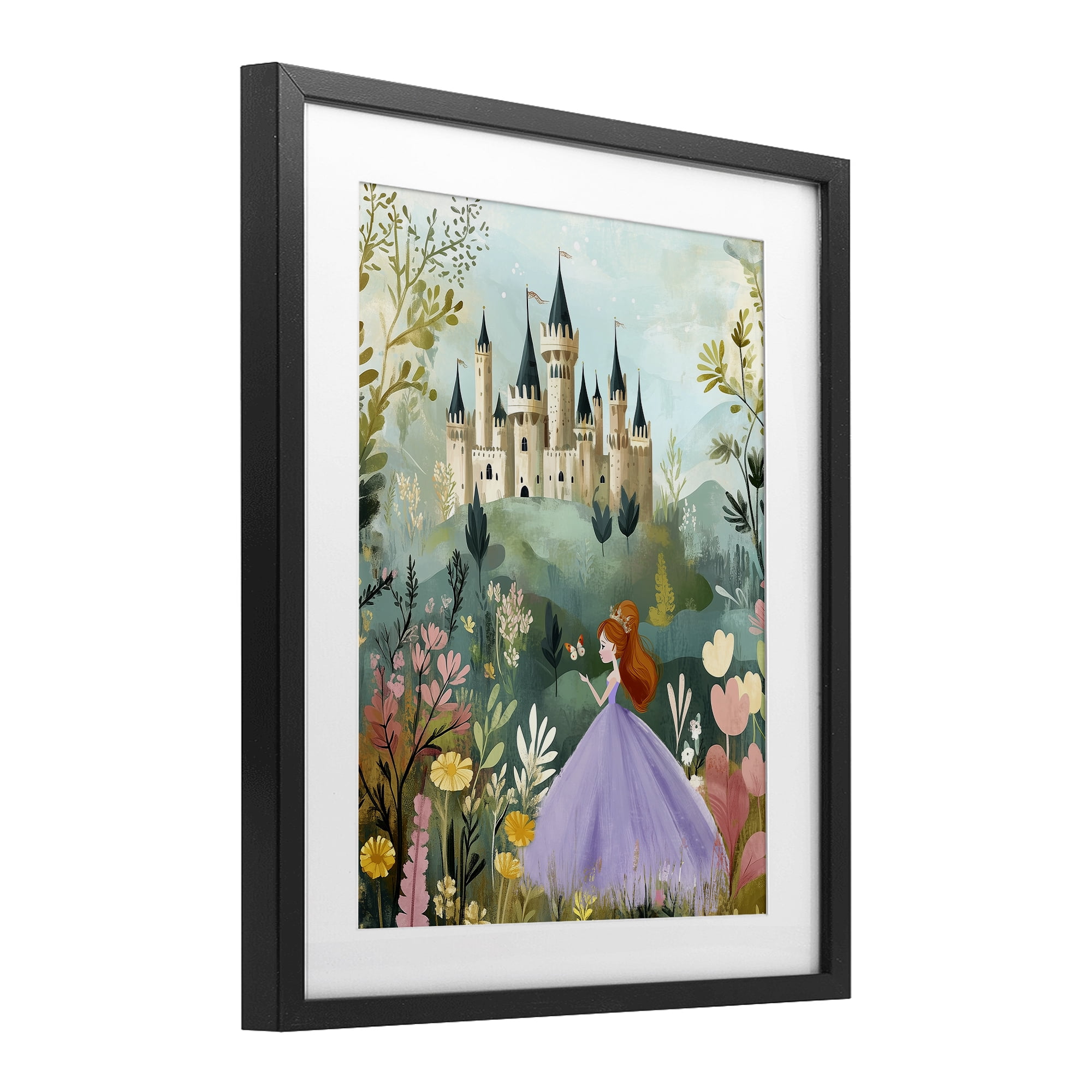 Stupell Industries Princess Day Out Black Framed Print Under Glass, design by Christine Simpson Art