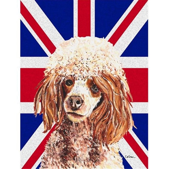 Red Miniature Poodle With English Union Jack British Flag Flag Canvas House Size