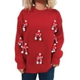 thumbnail image 2 of Women's Multi-Color Christmas Elf Print Sweater - Warm Winter Festive Casual Wear, 2 of 6