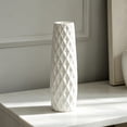 thumbnail image 2 of 12-Inch Tall White Ceramic Textured Floral Vase for Elegant Home Decor, 2 of 9