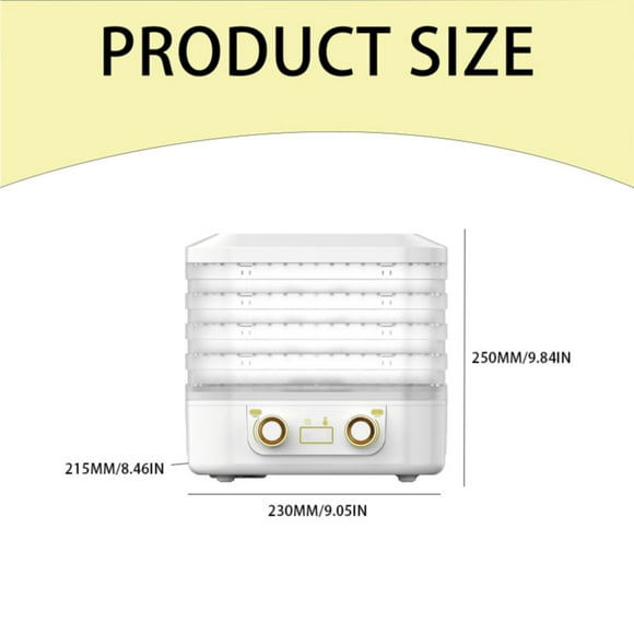 Commercial Chef Food Dehydrator, Dehydrator for Food and Jerky, Meat Dehydrator Machine for Dehydrated Foods with 5 Drying Racks and Slide Out Tray, 48 Hour Timer + Auto Shutoff White