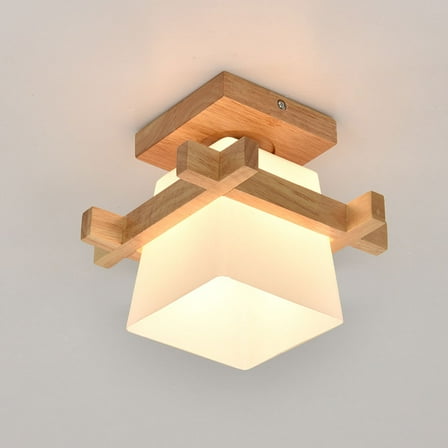 LOLIPPYY Japanese Style Lamp for Home Decor White Ceiling Light Wooden Lighting 1Set