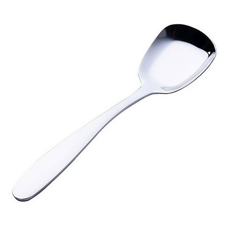 

JANGSLNG Portable Thicken Stainless Steel Flat Suqare Head Soup Spoon Kitchen Tableware