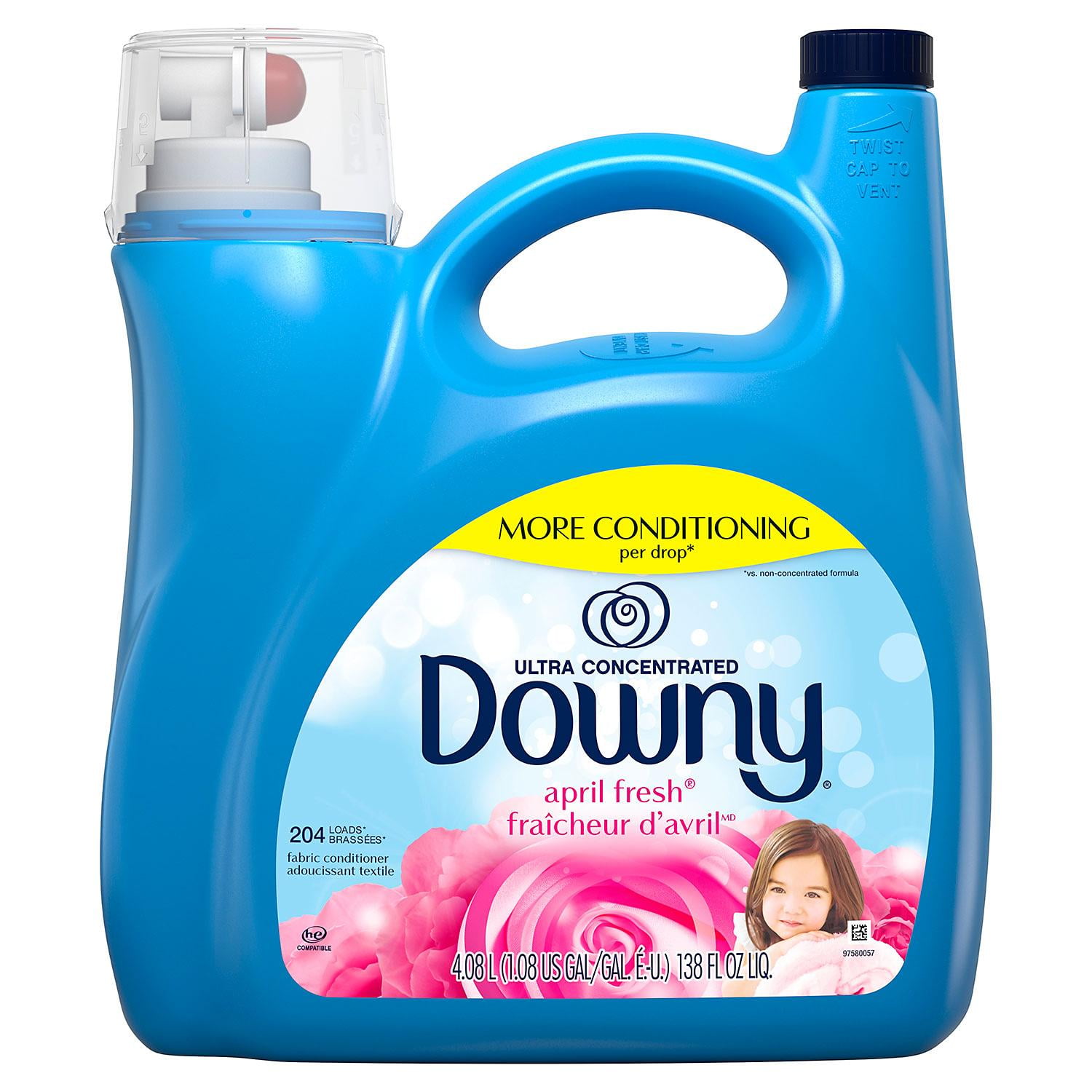 Downy Ultra Liquid Fabric Conditioner, April Fresh, 138 Fluid Ounce, 204 Loads