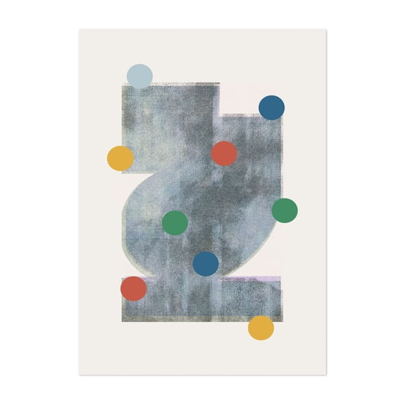 Mid-Century Modern and Dots - Mixed Media Geometric Abstract Minimalist Modern Art Pattern Mid-Century Modern Pastel Unframed Wall Art Print 4 x 6 inches
