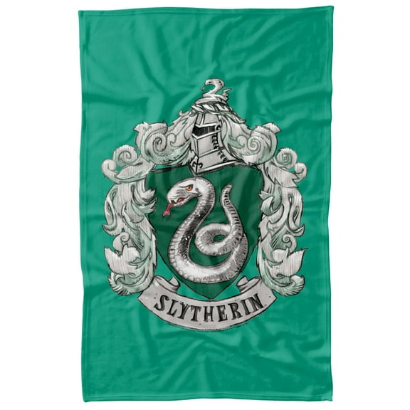 Harry Potter Slytherin Rough Crest Fleece Blanket 36' x 58',Slytherin Rough Crest