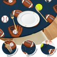 thumbnail image 3 of Football and Tennisball Navy Pattern Round Fitted Tablecloth with Elastic Edge, Waterproof Dining Table Cover for Indoor Outdoor Camping and Daily Use, 3 of 4