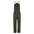 thumbnail image 6 of Ganfancp Fashion Women Casual Cold Shoulder Jumpsuit Solid Suspender Jumpsuits Wide Pocket Leg Pant Army Green L, 6 of 7
