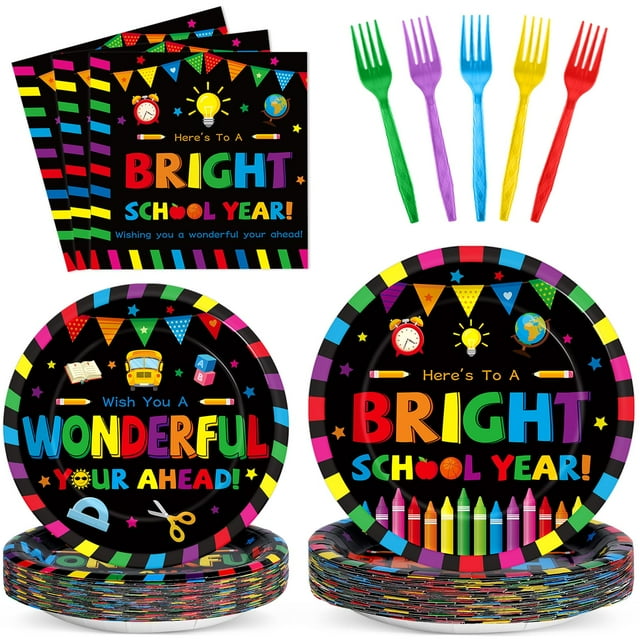 Platos y servilletas Qyeahkj de Party Supplies para el regreso a la escuela, 100 unidades