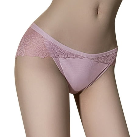 

Fashion Womens Panties Ladies Show Wear Fashion Soft Ice Silk Seamless Low Waist Lace Hollow Briefs