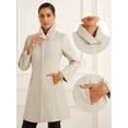 thumbnail image 2 of DARING DIVA Women's Stand Collar Button Down Outwear Winter Pea Overcoat Beige XS, 2 of 6
