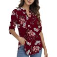 thumbnail image 3 of Traleubie Plus Size Floral Tunic Tops for Womens 3/4 Roll Sleeve V Neck Blouses Long Sleeve Shirts of Female, 3 of 7