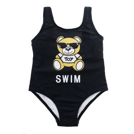 

Baby Girls Fully Lined Funny Bear Prints One-Piece Swimsuit Bathing Suit (Black 100/2-3 Years)