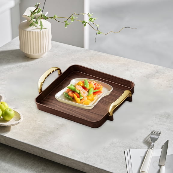 HOZVOMI Rectangular Serving Tray with Armrests for Teacups, Snacks, and Fruits, Versatile Food Safe Tray for Living Room, Parties, and Picnics