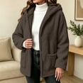thumbnail image 2 of Liuinsasek Womens Loose Fuzzy Outerwear Solid Color Fashionable Hooded Warm Long-Sleeved Fleece Fluffy Jacket with Pockets for Winter, 2 of 9