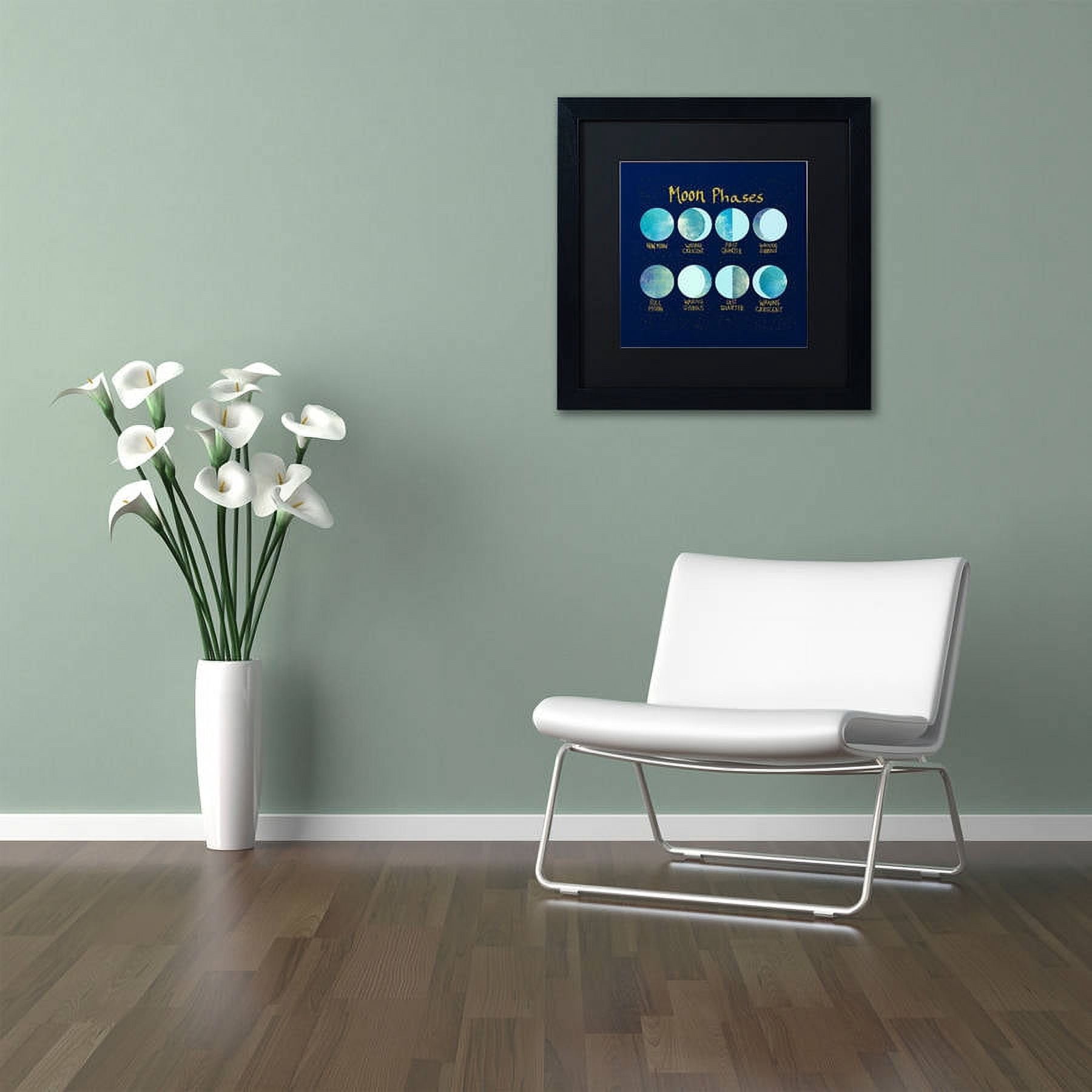 Trademark Fine Art "Moon Phases" Canvas Art by Lisa Powell Braun, Black Matte, Black Frame