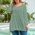 thumbnail image 2 of JULMCOMO Plus Size Tunic Tops for Women Clearance Long Sleeve Crew Neck Shirts Fashion Casual Stripe Print Tees Loose Fit Oversized Graphic Tees Green 2XL, 2 of 5