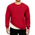 thumbnail image 4 of Fshiont Men's Sherpa Lined Sweatshirts Warm Soft Crewneck Sweatshirts Heavyweight Winter Pullover Kangaroo with Pouch Pocket Red M, 4 of 4
