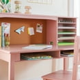 Guidecraft Pink Children's Study Desk and Chair Set Wood Media and Writing Table with Storage