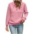 thumbnail image 2 of Guieoi Sweatshirts for Women Plus Size under $10.00 Women Casual Loose Solid Color Hooded Button Pocket Drawstring Long Sleeves Tops Pink Black*Friday/Cyber*Monday, 2 of 7