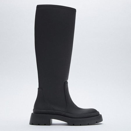 

Brand New Ladies Platform Black Boots Fashion Chunky Med Heels Knee High Boots Women Casual Party Shoes Woman Thigh High Boots