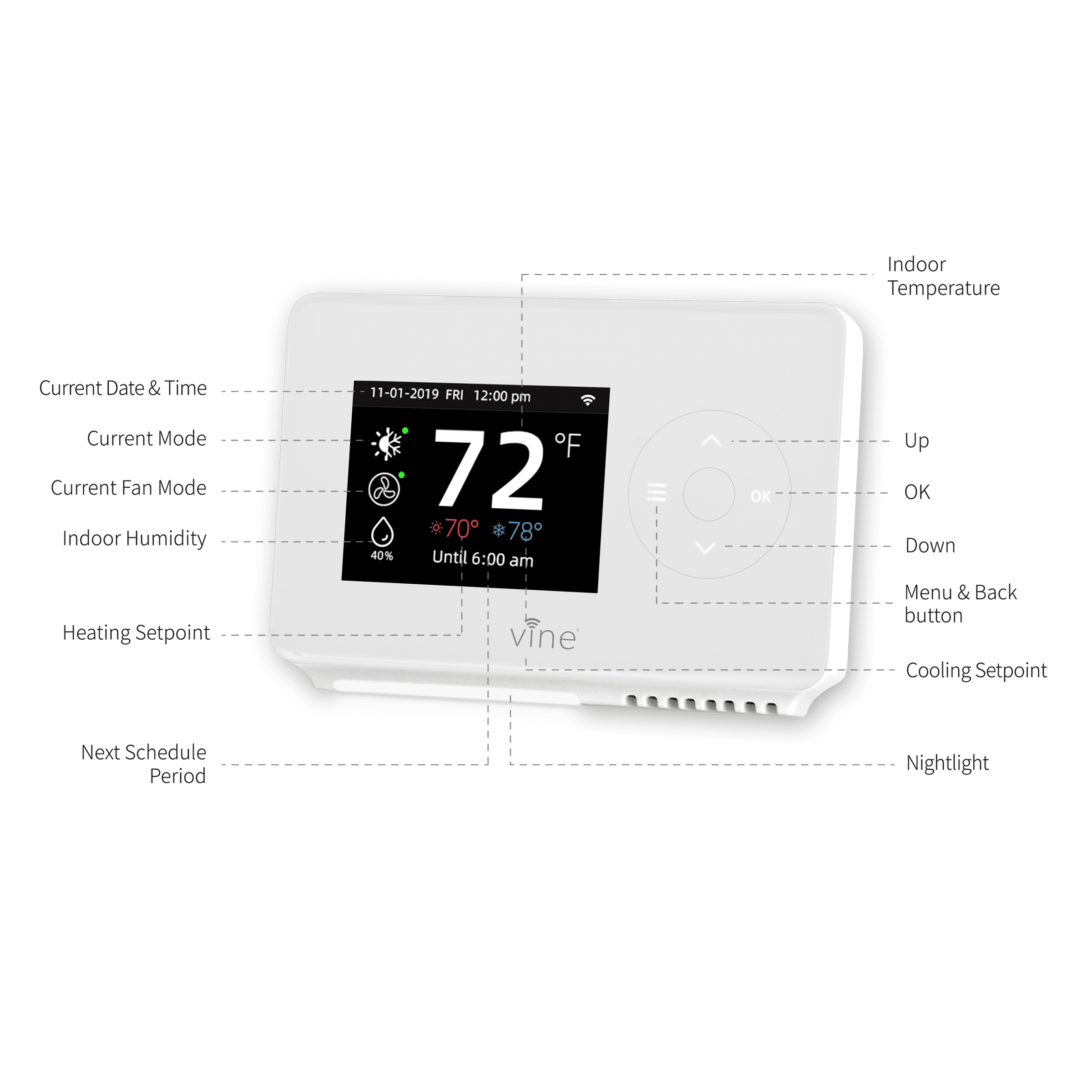 Buy Vine Smart Home Thermostat WiFi TJ225B Work With Alexa and Google
