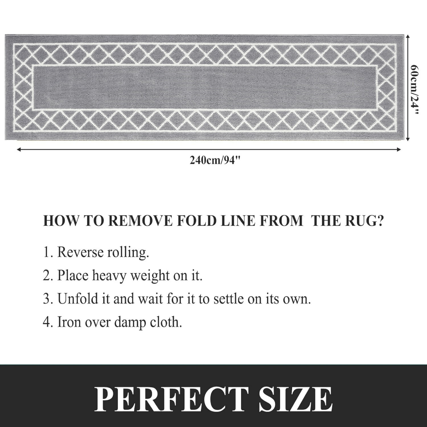 Yamaziot 2'x8' Hallway Runner Rug Washable Kitchen Floor Runners for Hallway Non Skid Entryway Runner Mat Low Profile Inside Doormat Door Rugs for Hallway Laundry Room Gray