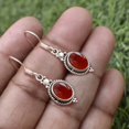 thumbnail image 2 of Boucles d'Oreilles Ovales en Argent Sterling 925 Forme Ovale Design Pierre Précieuse, 2 of 4