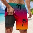 thumbnail image 2 of YAYUBA Mens Swim Trunks 7 Inch 2 In 1 Liner Compression Quick Dry Breathable Solid Hawaiian Shorts Comfy Stretch Lined Beach Swimwear, 2 of 4