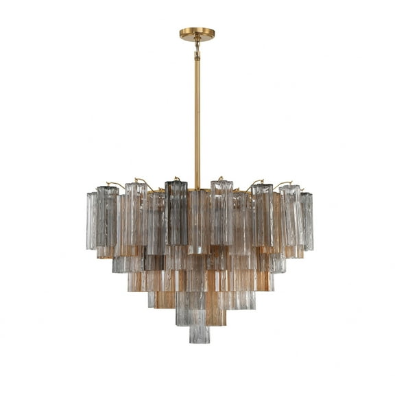 Crystorama Addis 16 Light Aged Brass Chandelier - 32"W x 21.5"H x 32"D