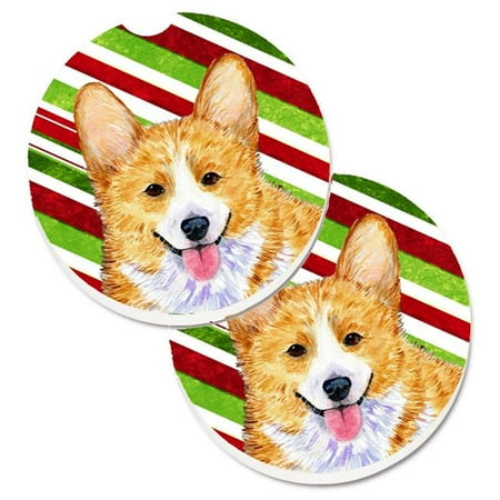 

Corgi Candy Cane Holiday Christmas Set of 2 Cup Holder Car Coaster