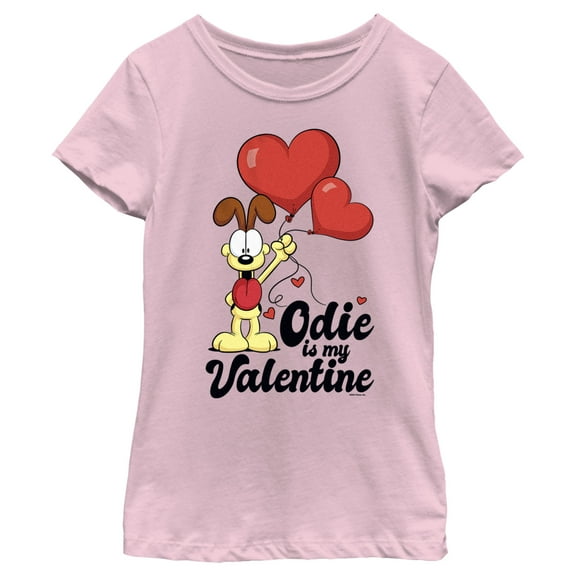 Girl's Garfield Odie is My Valentine  Graphic T-Shirt