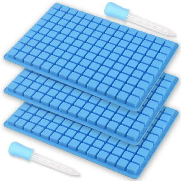126 Cavity Square Silicone Mold, for Making Chocolate Candy, Mini Ice Cube Tray, Truffles Pralines, 3 Packs with 2 Droppers