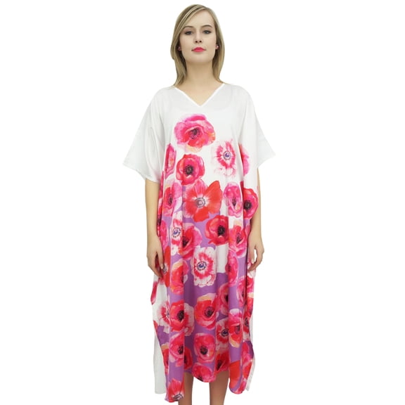Bimba Women's Chic Floral Satin Long Kaftan Party Maxi Caftan Kimono Coverup-8