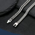 thumbnail image 4 of Men's Stainless Steel Bracelets Panzer Chain - 2 Pieces Silver Black Gold Men's Bracelets for Men Boys Cuban Bracelet 8mm Width 19cm/20cm/21cm/22cm/23cm Length Gifts for Husband Dad Son Brother, 4 of 12